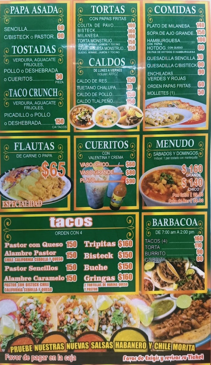 Taquería Paly Menu - Image 1